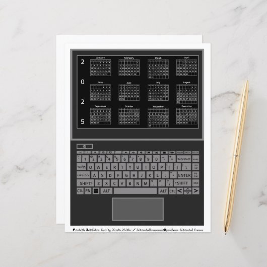 ノートパソコンおよびキーボード2025カレンダー(画面上) (正面/裏面インサイチュ)