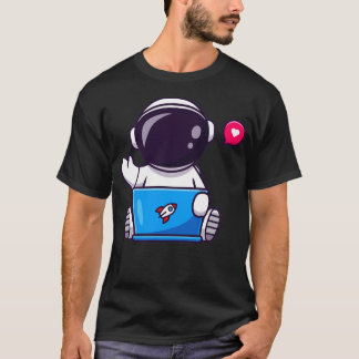 ノートパソコンで働く可愛い宇宙飛行士1 Tシャツ