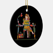 ノートパソコンで誠実に働く女の子96 セラミックオーナメント (右)