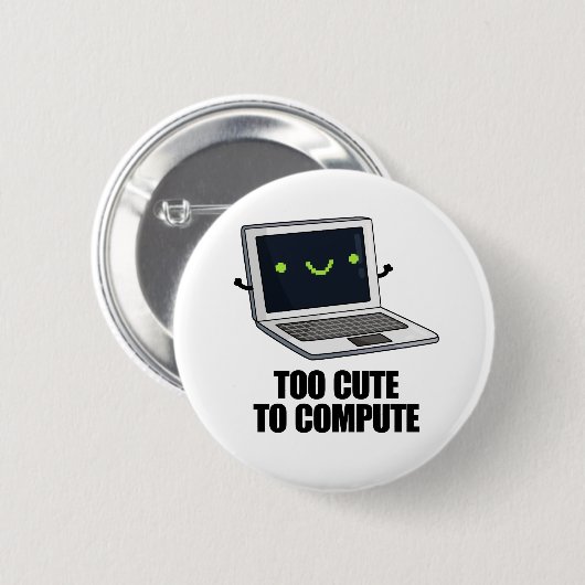 ノートパソコンのパウおもしろいンを計算するには可愛すぎる 缶バッジ (正面&裏面)