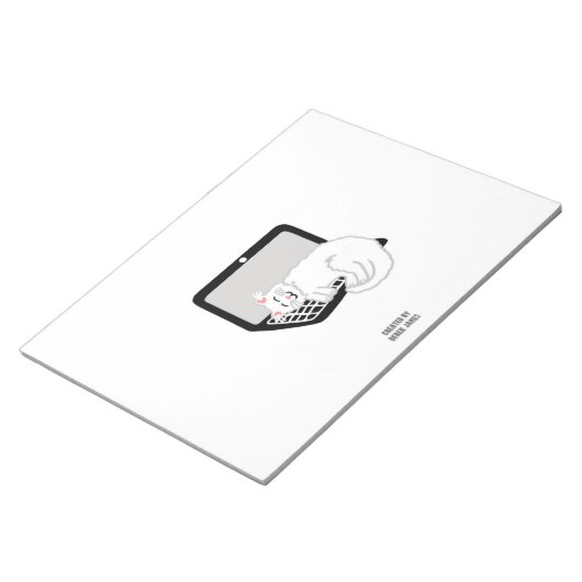 ノートパソコンのメモ帳で眠っている白猫 ノートパッド (アングル)