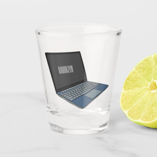 ノートパソコンの漫画イラストレーション ショットグラス (正面)