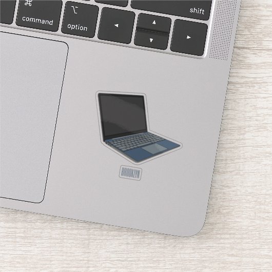 ノートパソコンの漫画イラストレーション シール (詳細)