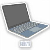 ノートパソコンの漫画イラストレーション シール (正面)