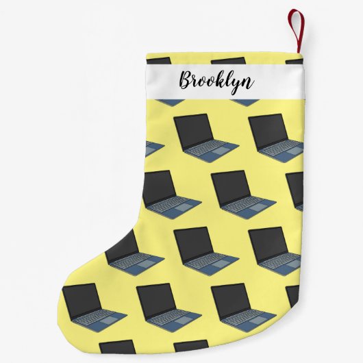 ノートパソコンの漫画イラストレーション スモールクリスマスストッキング (裏面)