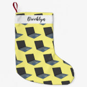 ノートパソコンの漫画イラストレーション スモールクリスマスストッキング (正面)