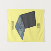 ノートパソコンの漫画イラストレーション タペストリー (正面(横))