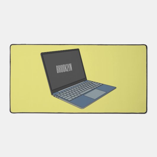 ノートパソコンの漫画イラストレーション デスクマット (正面)