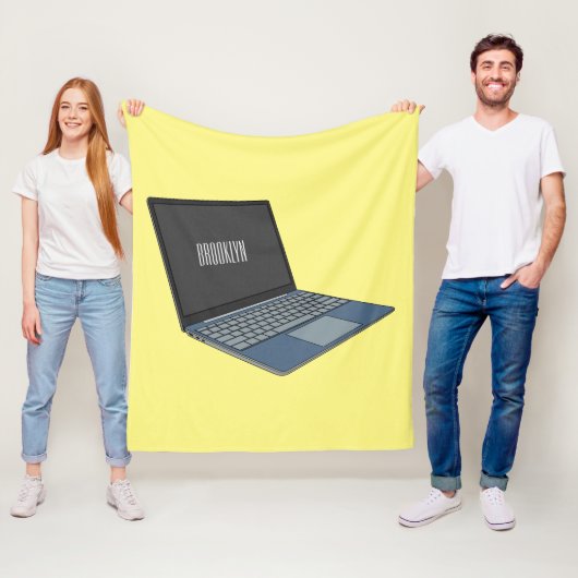 ノートパソコンの漫画イラストレーション フリースブランケット (インサイチュ)