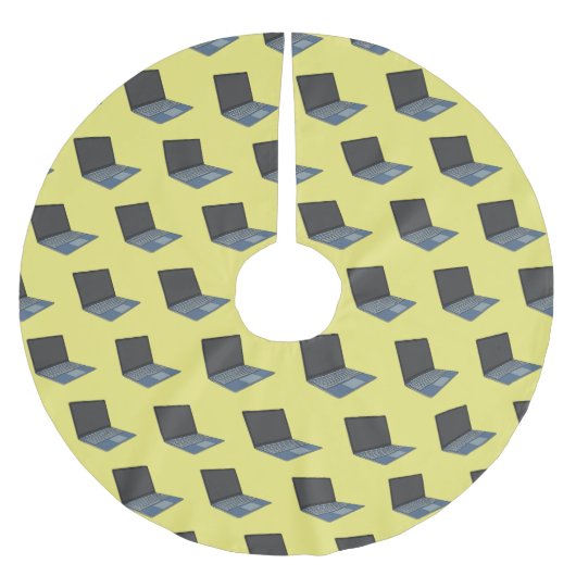 ノートパソコンの漫画イラストレーション ブラッシュドポリエステルツリースカート (正面)