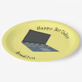 ノートパソコンの漫画イラストレーション ペーパープレート (アングル)