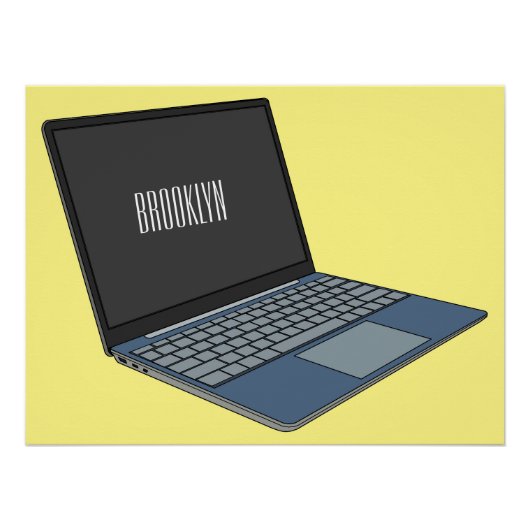 ノートパソコンの漫画イラストレーション ポスター (正面)