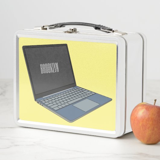 ノートパソコンの漫画イラストレーション メタルランチボックス (インサイチュ)
