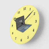 ノートパソコンの漫画イラストレーション ラウンド壁時計 (傾斜)