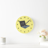 ノートパソコンの漫画イラストレーション ラウンド壁時計 (ホーム)