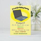 ノートパソコンの漫画イラストレーション 招待状 (スタンド正面)
