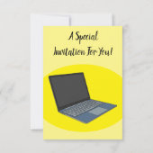 ノートパソコンの漫画イラストレーション 招待状 (裏面)
