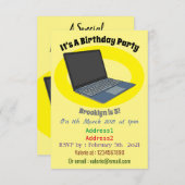 ノートパソコンの漫画イラストレーション 招待状 (正面/裏面)