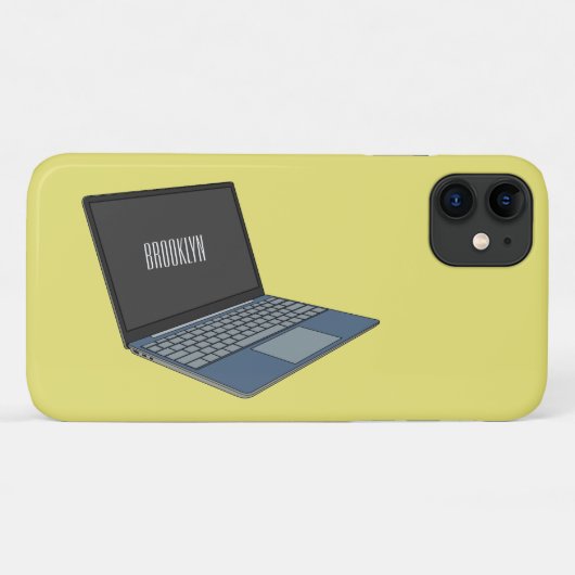 ノートパソコンの漫画イラストレーション Case-Mate iPhoneケース (裏面(横))
