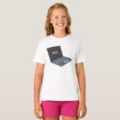 ノートパソコンの漫画イラストレーション Tシャツ (正面フル)