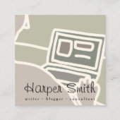 ノートパソコンオンラインライターのブロガー スクエア名刺 (正面)
