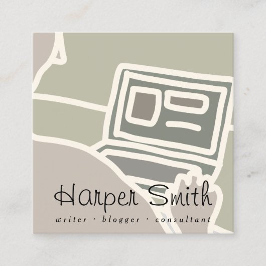 ノートパソコンオンラインライターのブロガー スクエア名刺 (正面)