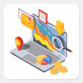 ノートパソコンコンピュータの正方形ステッカー スクエアシール (正面)