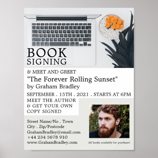 ノートパソコンディスプレイ、ライターブックの署名広告機能 ポスター (正面)