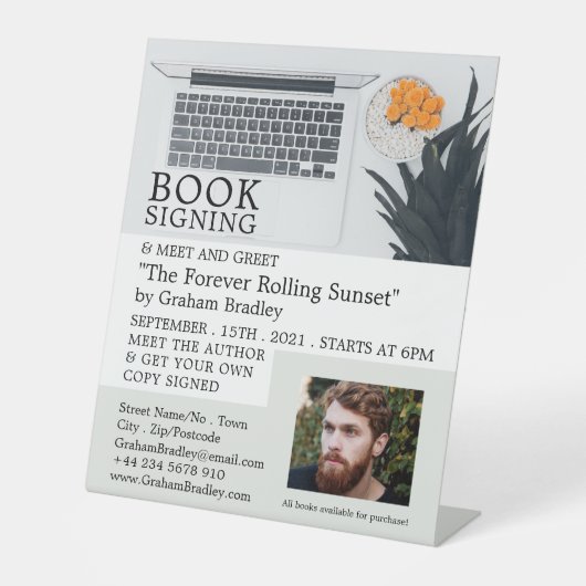 ノートパソコンディスプレイ、ライターブックの署名広告機能 台座サイン (正面)