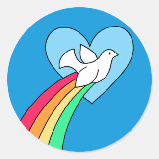 ノートパソコンピース&ラブレインボンドーブシール ラウンドシール