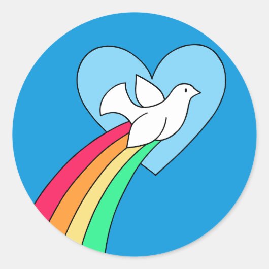 ノートパソコンピース&ラブレインボンドーブシール ラウンドシール (正面)