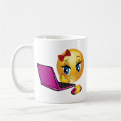 ノートパソコン絵文字の女の子 コーヒーマグカップ (左)