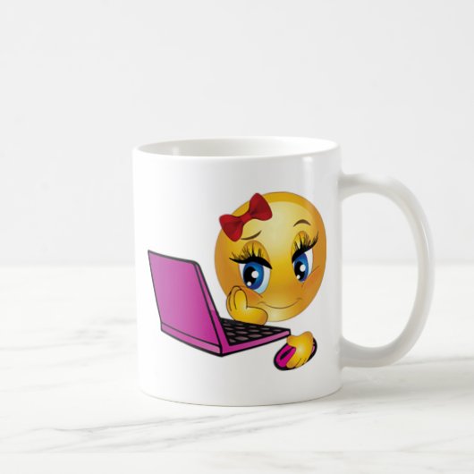 ノートパソコン絵文字の女の子 コーヒーマグカップ (右)