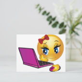 ノートパソコン絵文字の女の子 ポストカード (スタンド正面)