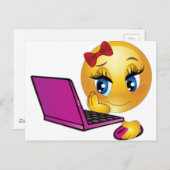 ノートパソコン絵文字ガール ポストカード (正面/裏面)