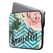 ノートパソパーソナライズされたコン幾何学模様バラChevron Te ラップトップスリーブ (正面左)