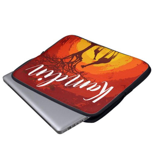 ノートパソパーソナライズされたコンAfrican Safari Giraffe Su ラップトップスリーブ (正面下部)