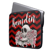 ノートパソパーソナライズされたコンCaseskullバラゴシックChevron bl ラップトップスリーブ (正面左)
