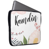 ノートパソパーソナライズされたコンW上の白フローラ花 ラップトップスリーブ (正面右)