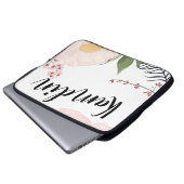 ノートパソパーソナライズされたコンW上の白フローラ花 ラップトップスリーブ (正面下部)