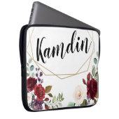 ノートパソパーソナライズされたットケースホワイトローズ金ゴールドGe ラップトップスリーブ (正面右)