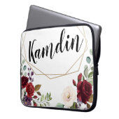 ノートパソパーソナライズされたットケースホワイトローズ金ゴールドGe ラップトップスリーブ (正面左)