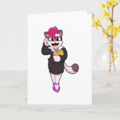 ノートパッドを持つ猫の秘書 カード (黄色い花)