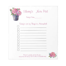 ノートパッド5.5x6、Peonies To Do List ノートパッド