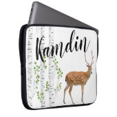 ノートパッパーソナライズされたクケース鹿Doe Buck Forest Wood ラップトップスリーブ (正面右)
