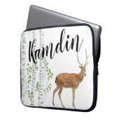 ノートパッパーソナライズされたクケース鹿Doe Buck Forest Wood ラップトップスリーブ (正面左)