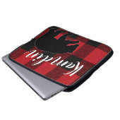 ノートパッパーソナライズされたトケース赤バッファローplaid bear ラップトップスリーブ (正面下部)