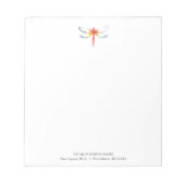 ノートパッパーソナライズされたド水彩レッドドラゴンフライ ノートパッド (正面)