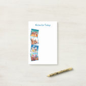 ノートパーソナライズされたファミリーフォトコラージングブルー ポストイット (デスク上)