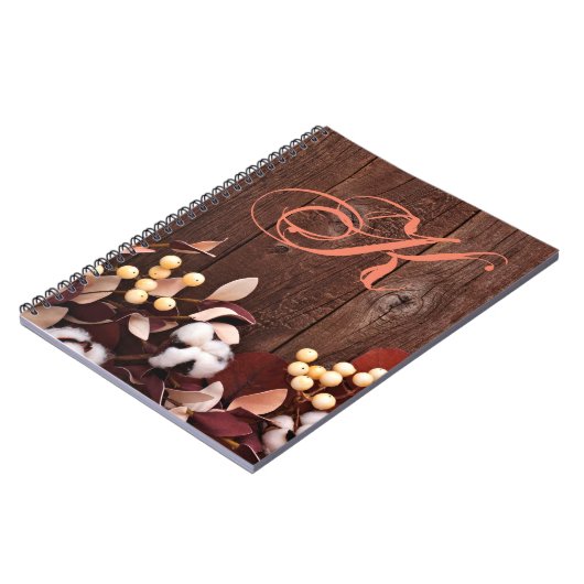 ノートパーソナライズされたブックコットンブランチonダークウッド ノートブック (左側)